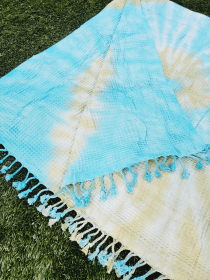 Waffle Towel,Throw Lightweight Quick Dry Tie Dye - Blue Green