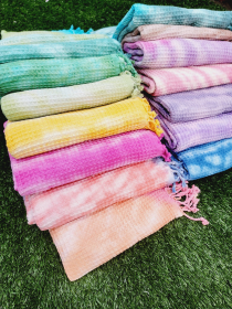 Waffle Towel,Throw Lightweight Quick Dry - Orange Tie Dye