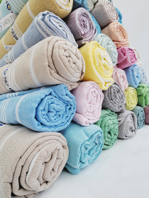 Beach Towel Sand Proof Thin Turkish Towel,Throw 70x40 (Style: LIGHT GREEN)