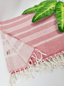 One sided Terry Towel - Sand free beach and Bath towel 34x68 (Style: Red)