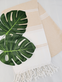 Beach/Bath Sand Free Towels-Easy Carry Quick Dry Thin Towel- (Style: OFFWHITE)