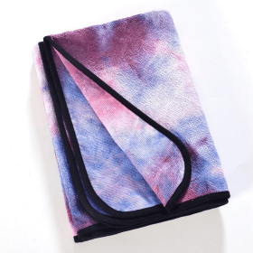 Tie Dye Yoga Mat Towel with Slip-Resistant Grip Dots (Color: Pink/Blue)