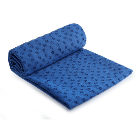 Premium Absorption Hot Yoga Mat Towel with Slip-Resistant Grip Dots (Color: Dark Blue)