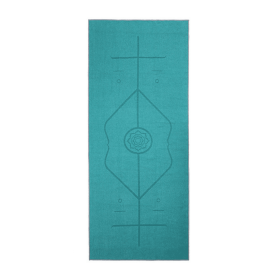 Yoga Mat Towel with Slip-Resistant Fabric and Posture Alignment Lines (Color: Active Teal)
