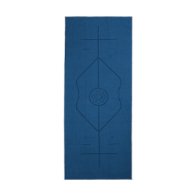 Yoga Mat Towel with Slip-Resistant Fabric and Posture Alignment Lines (Color: Ocean Blue)