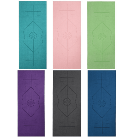 Yoga Mat Towel with Slip-Resistant Fabric and Posture Alignment Lines (Color: Soothing Pink)