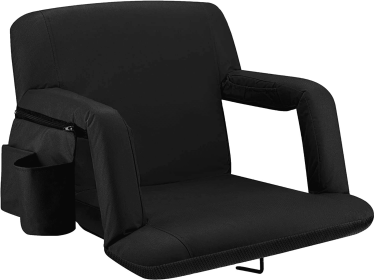 Alpcour Reclining Stadium Seat with Armrests (Color: Black)